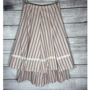 Stella Forest Romantic Pleated Boho Peasant Striped Skirt Sz 36